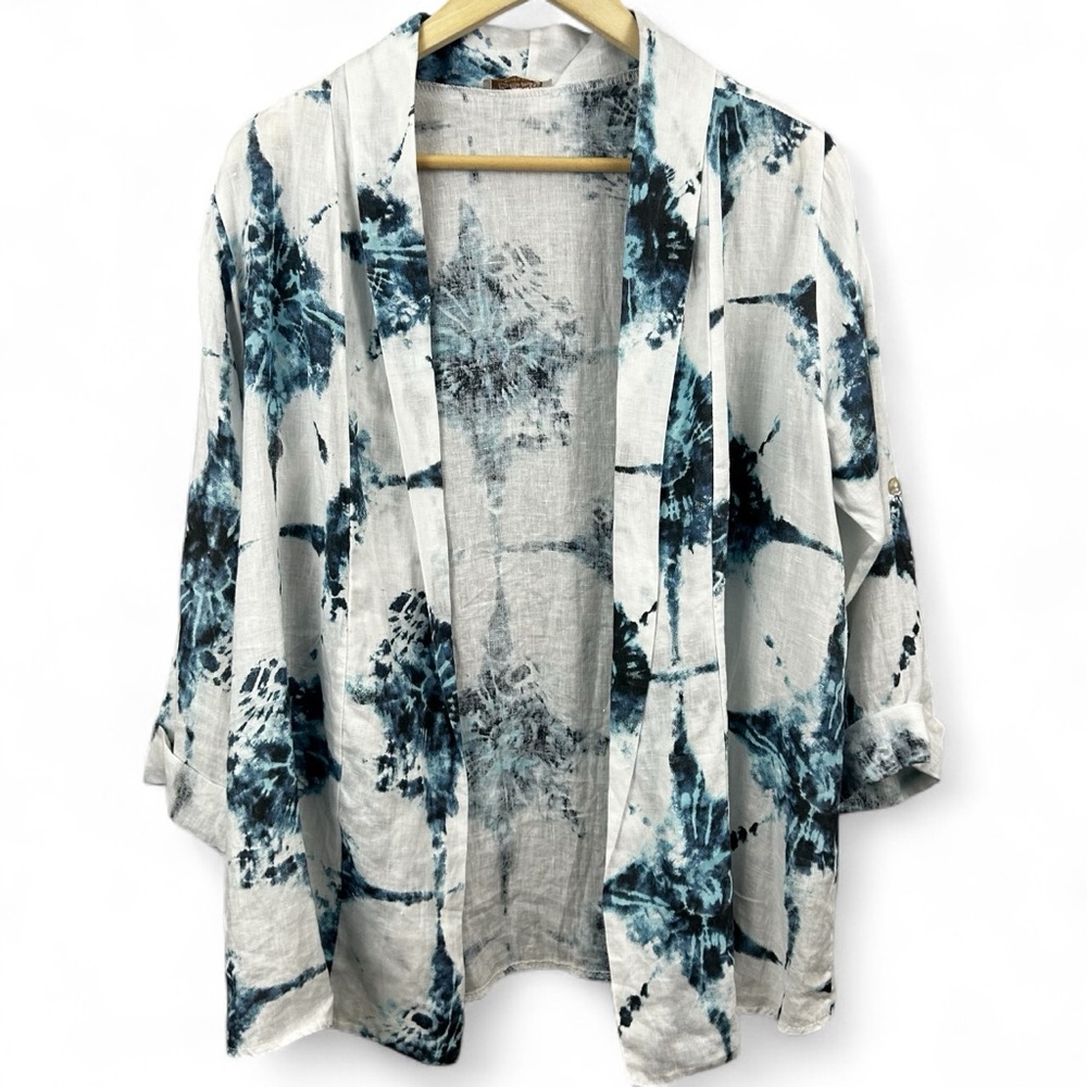 Bellambia Made in Italy 100% Linen Tie Dye Open Cardigan Size Medium